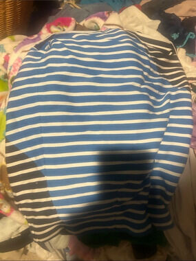 J.Crew Striped Short Sleeve Top in Blue & Black